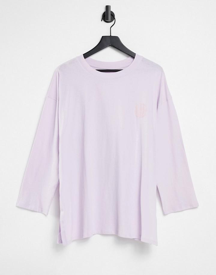 Cotton: On Long Sleeve Graphic Back Tee In Lilac-purple