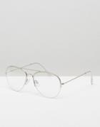 Pieces Clear Lens Aviator Glasses - Silver