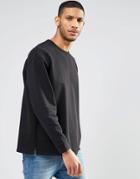 Asos Oversized Sweatshirt With Fixed Hem In Black - Black