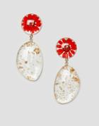 Asos Design Earrings In Trapped Floral Resin - Multi