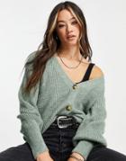 Only Cardigan With Balloon Sleeve In Green