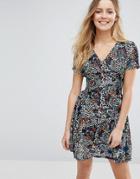 Jasmine Printed Skater Dress - Navy