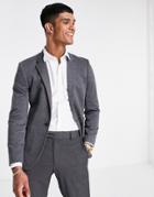 Asos Design Super Skinny Jersey Blazer In Charcoal-grey