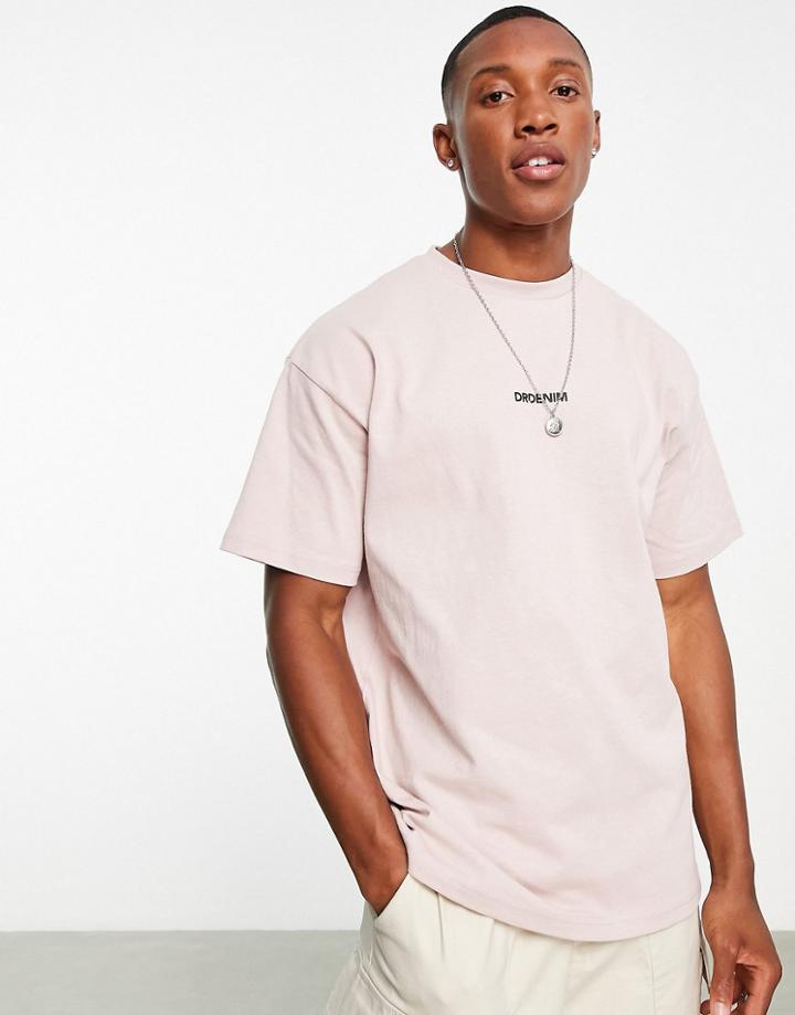 Dr Denim Chest Logo T-shirt In Khaki-pink