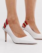 River Island Heeled Pumps With Elastic Back In White