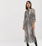 River Island Longline Shirt Dress In Snake Print - Multi