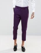 Asos Tapered Tuxedo Suit Pants In Purple - Purple