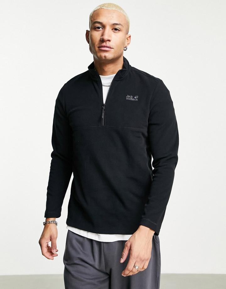 Jack Wolfskin Gecko 1/4 Zip Fleece In Black
