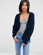 Asos Cardigan In Double Breasted Shape - Navy
