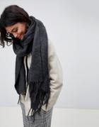Asos Design Supersoft Long Woven Scarf With Tassels - Gray