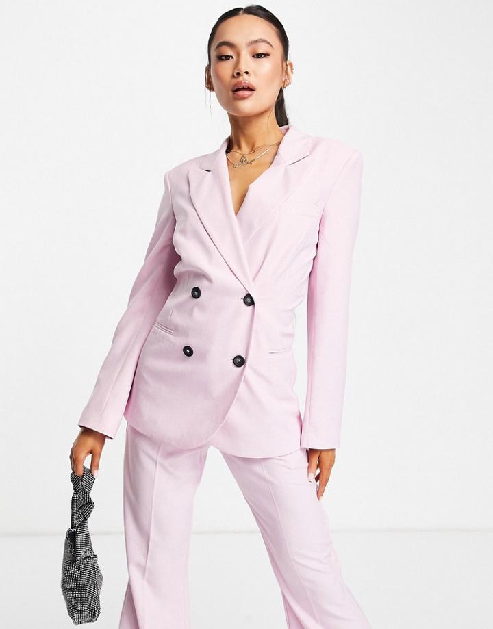 Asos Design Suit Blazer With Nipped Waist In Pink