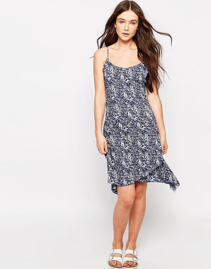 Brave Soul Printed Hanky Hem Dress - Royal Blue