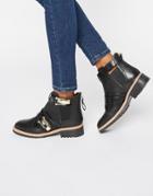 Aldo Buckle Detail Flat Chelsea Boots - Black