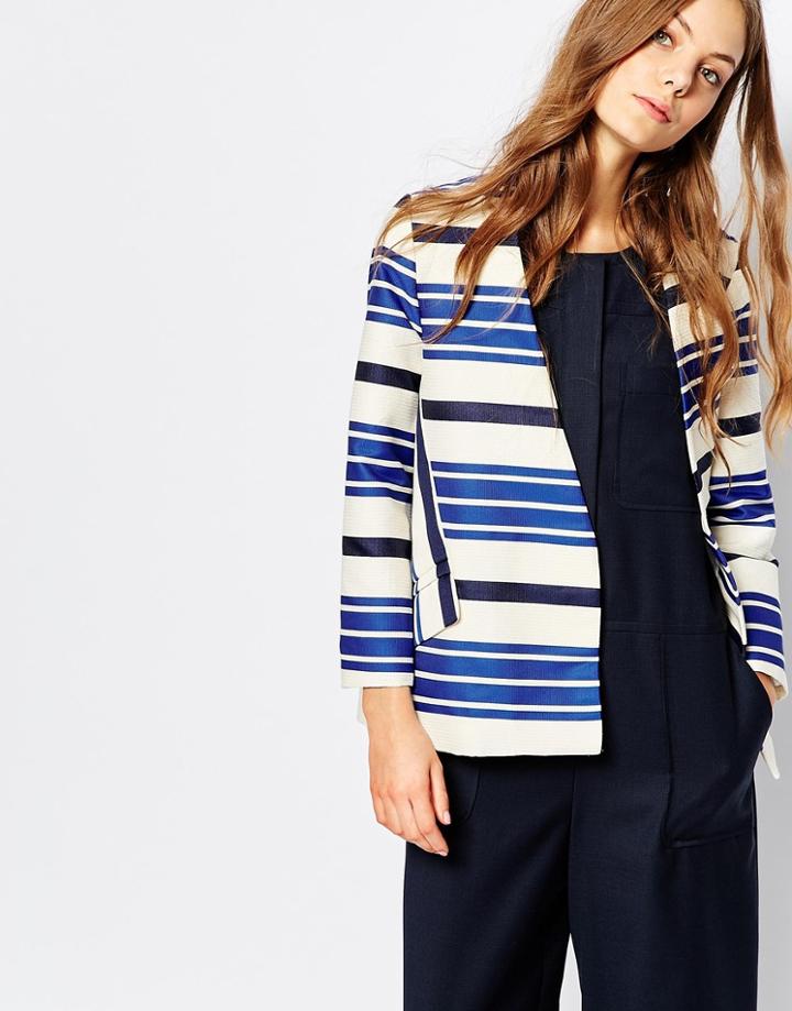 Paul And Joe Sister Deck Chair Blue Stripe Jacket - Blue 31