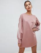 Prettylittlething Side Stripe Oversized Sweater Dress In Pink - Pink