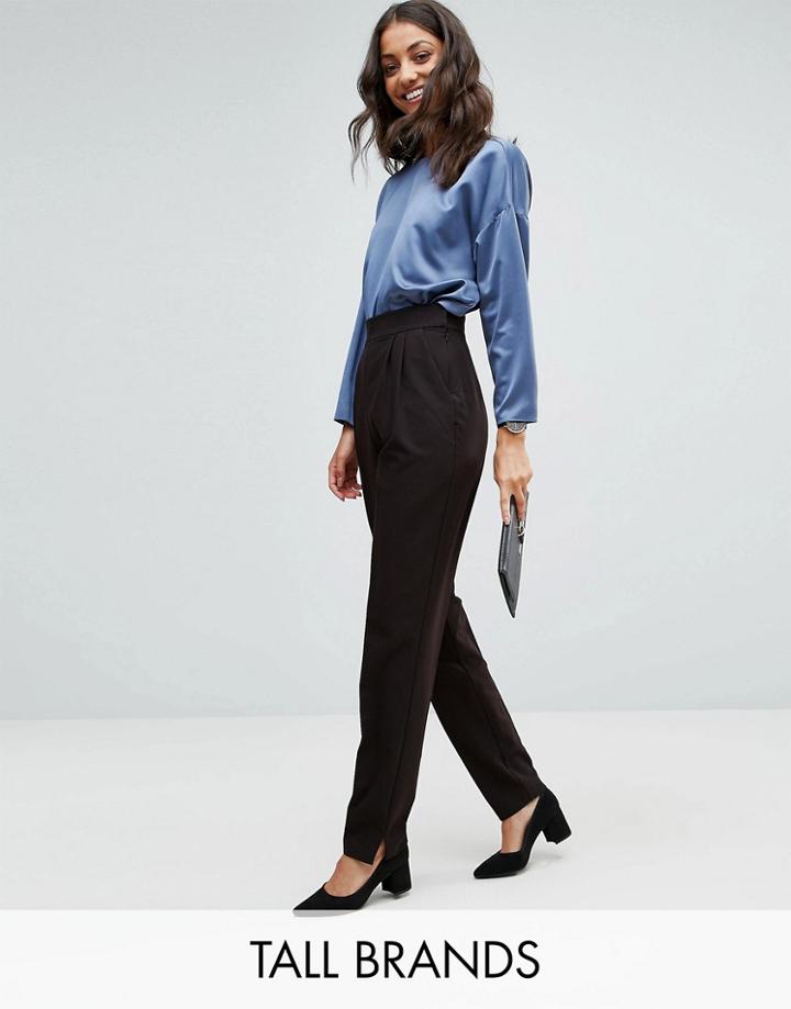 Asos Tall High Waist Tapered Pants - Black