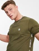 Le Breve Lounge Back Tape T-shirt In Khaki - Part Of A Set-green