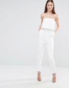 Lavish Alice Bandeau Split Back Cropped Jumpsuit - White