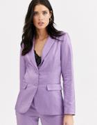 Fashion Union Tailored Blazer Coord With Pocket Detail In Metallic Jacquard-purple