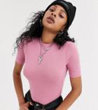 Collusion Fitted Short Sleeved T-shirt In Pink
