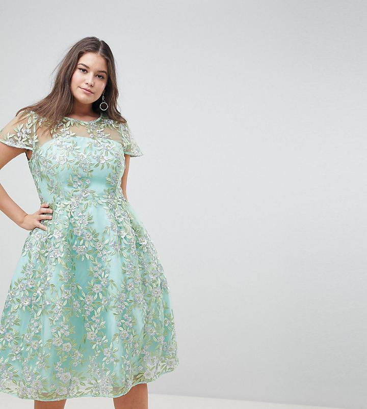 Asos Edition Curve Sequin Midi Dress - Green
