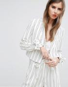 Asos Cropped Striped Bow Cuff Jacket Co-ord - Multi