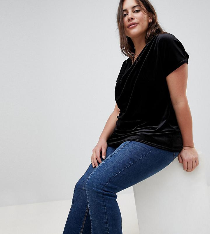 Koko Cold Shoulder Velvet Cowl Neck Top - Black