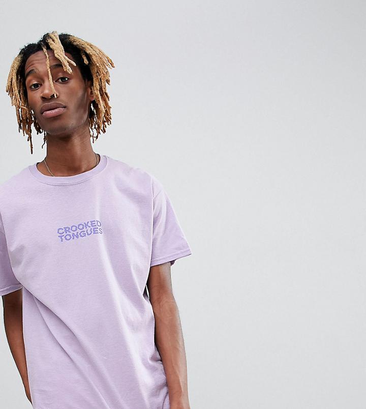 Crooked Tongues T-shirt In Purple With Chest Logo - Purple