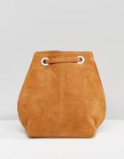 Asos Suede Backpack With Eyelet Detail - Tan
