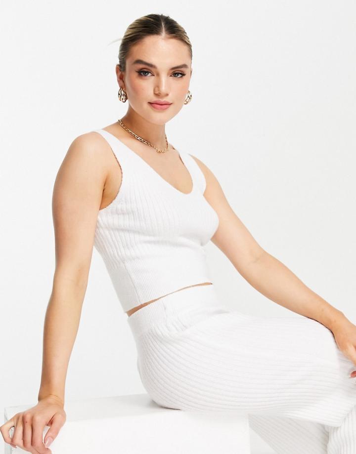 M Lounge Knitted Cami Top With Wide Straps - Part Of A Set-white