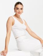 M Lounge Knitted Cami Top With Wide Straps - Part Of A Set-white