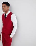 Asos Design Skinny Suit Vest In Scarlet Red - Red