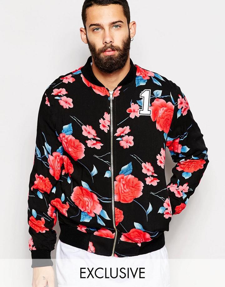 Reclaimed Vintage Bomber Jacket With Patch - Black