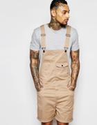 Asos Short Overalls In Stone Twill - Stone