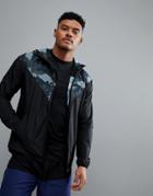 New Look Sport Jacket With Camo Panel And Hood In Black - Black