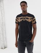 Burton Menswear T-shirt With Baroque Chest Stripe In Black - Black