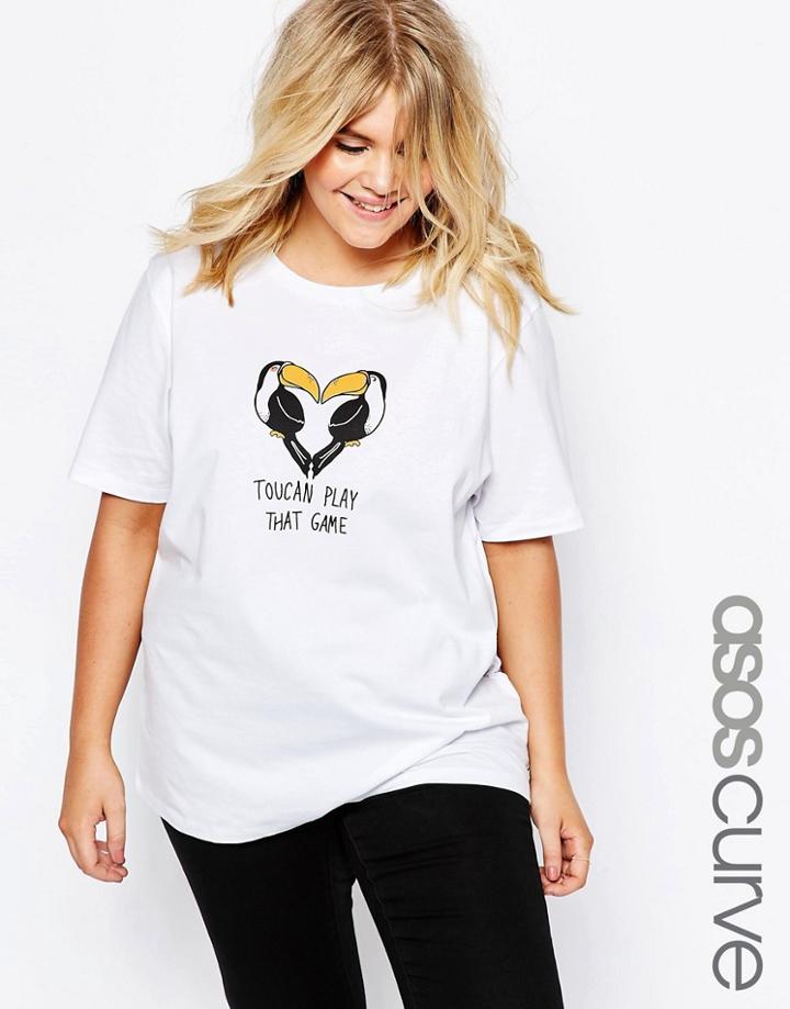 Asos Curve Toucan Play That Game T-shirt - White