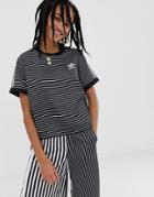 Adidas Originals Mono Stripe T-shirt In Black And White - Black