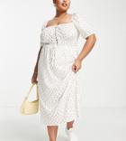 The Frolic Plus Ditsy Print Pique Midi Skirt In White - Part Of A Set