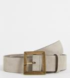 Asos Design Curve Suede Square Buckle Waist And Hip Belt In Stone-neutral
