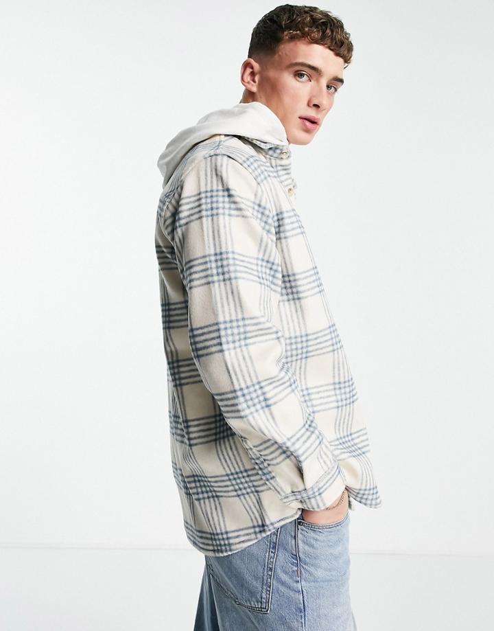 Pull & Bear Checked Shirt In Ecru-white