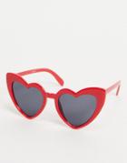 Madein. Chunky Frame Heart Shaped Sunglasses-red