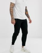 Asos Design Tapered Sweatpants In Black With Silver Zip Pockets
