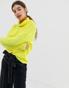 New Look Roll Neck Sweater In Yellow Neon - Yellow