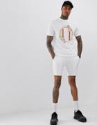 Asos Design Tracksuit Sweatshirt With Skinny Shorts With Chest Print-white
