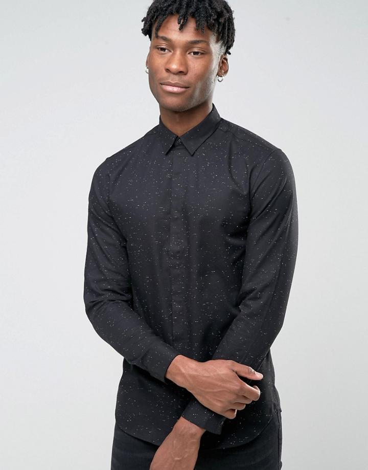 Jack & Jones Premium Slim Shirt With Nep - Black