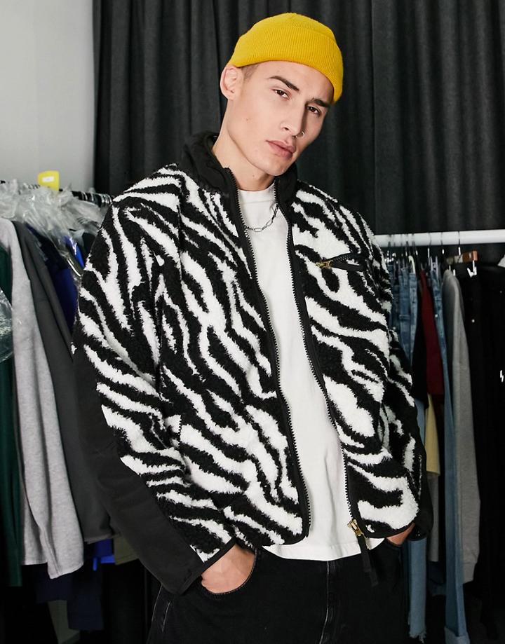 Stan Ray Sherpa Print Fleece Jacket In Multi-white