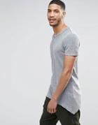 Asos Super Longline Muscle T-shirt In Waffle With Pointed Hem In Light Gray - Acid Wash Lt Gray