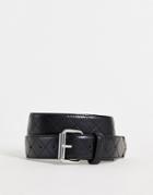 Glamorous Quilted Belt With Silver Hardwear In Black