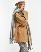 Pieces Oversized Brushed Scarf In Camel Mixed Check-multi